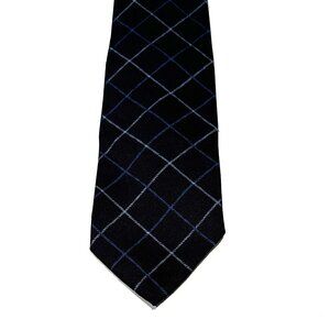 Paul Stuart Silk Black and Blue Checkered Tie